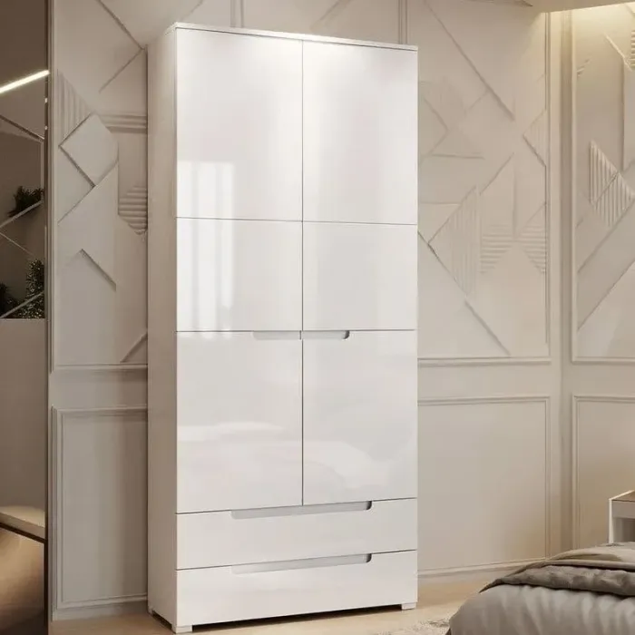 White Rock Gloss Storage Wardrobe 2