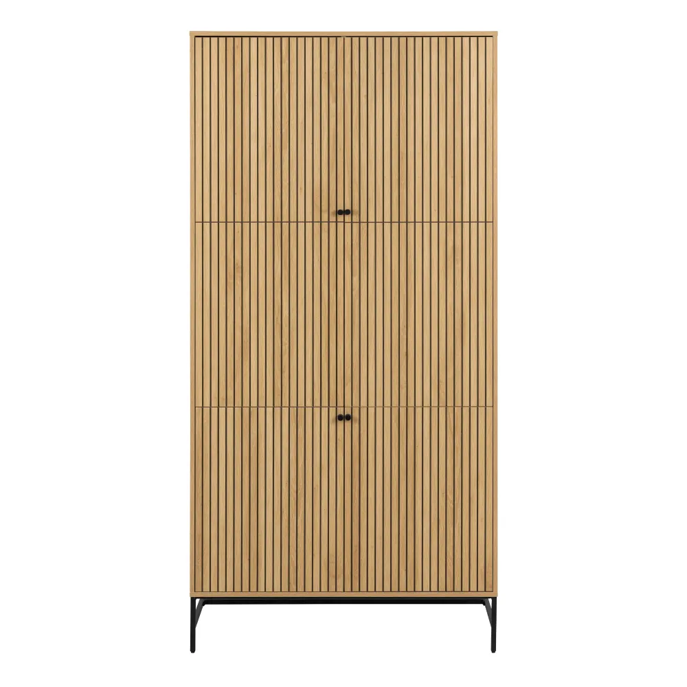 Albany 4-Door Wardrobe – Black & Oak