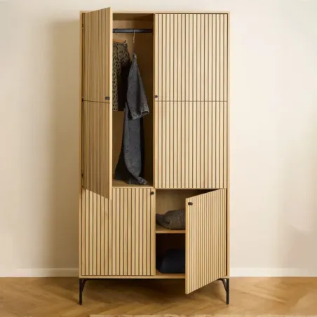 Albany 4-Door Wardrobe – Black & Oak
