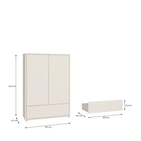 Alice Springs Low 2-Door, 1-Drawer Wardrobe – Sand