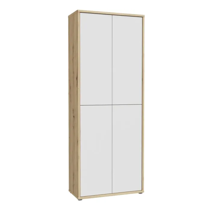 Alice Springs Shoe Cabinet with 4-Door – Artisan Oak & Light Grey Doors