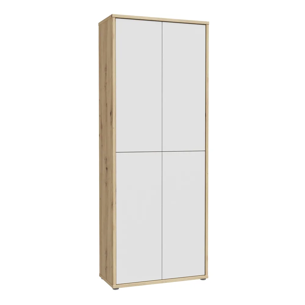 Alice Springs Shoe Cabinet with 4-Door – Artisan Oak & Light Grey Doors
