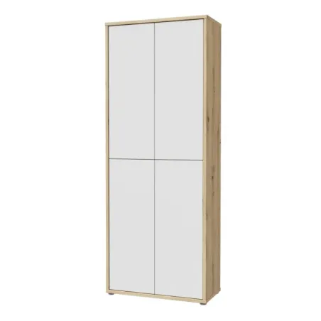 Alice Springs Shoe Cabinet with 4-Door – Artisan Oak & Light Grey Doors