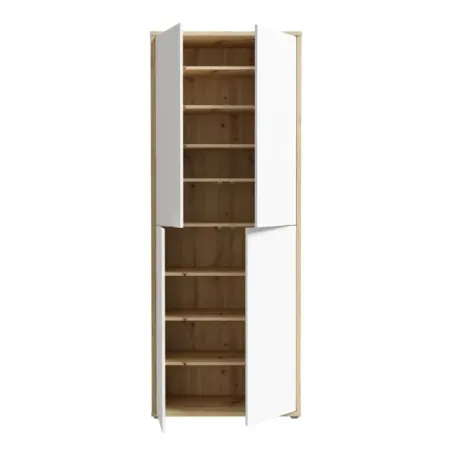 Alice Springs Shoe Cabinet with 4-Door – Artisan Oak & Light Grey Doors