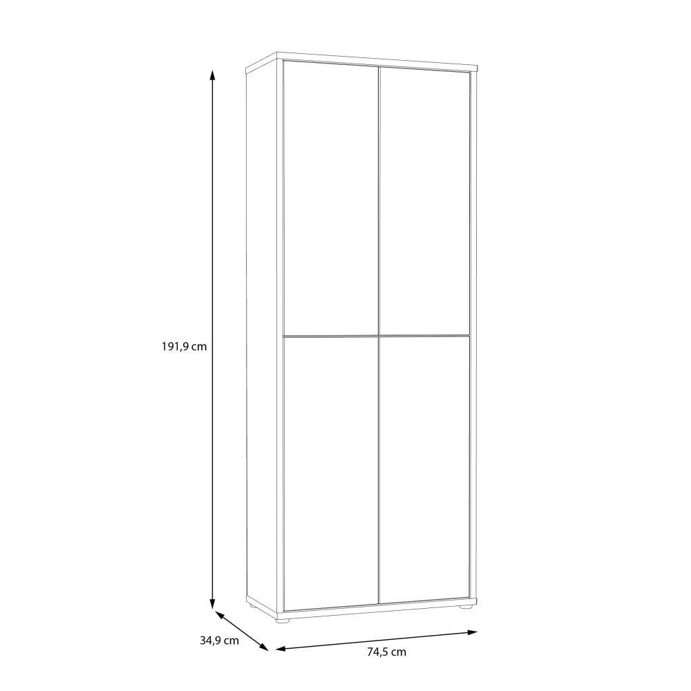 Alice Springs Shoe Cabinet with 4-Door – Artisan Oak & Light Grey Doors