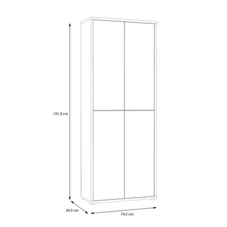 Alice Springs Shoe Cabinet with 4-Door – Artisan Oak & Light Grey Doors