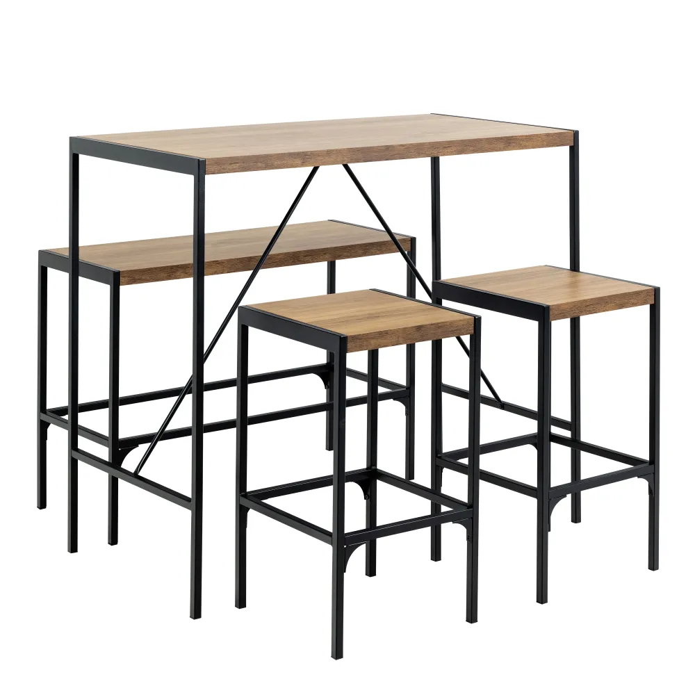 Bahamas Bar Table Set – Black & Oak