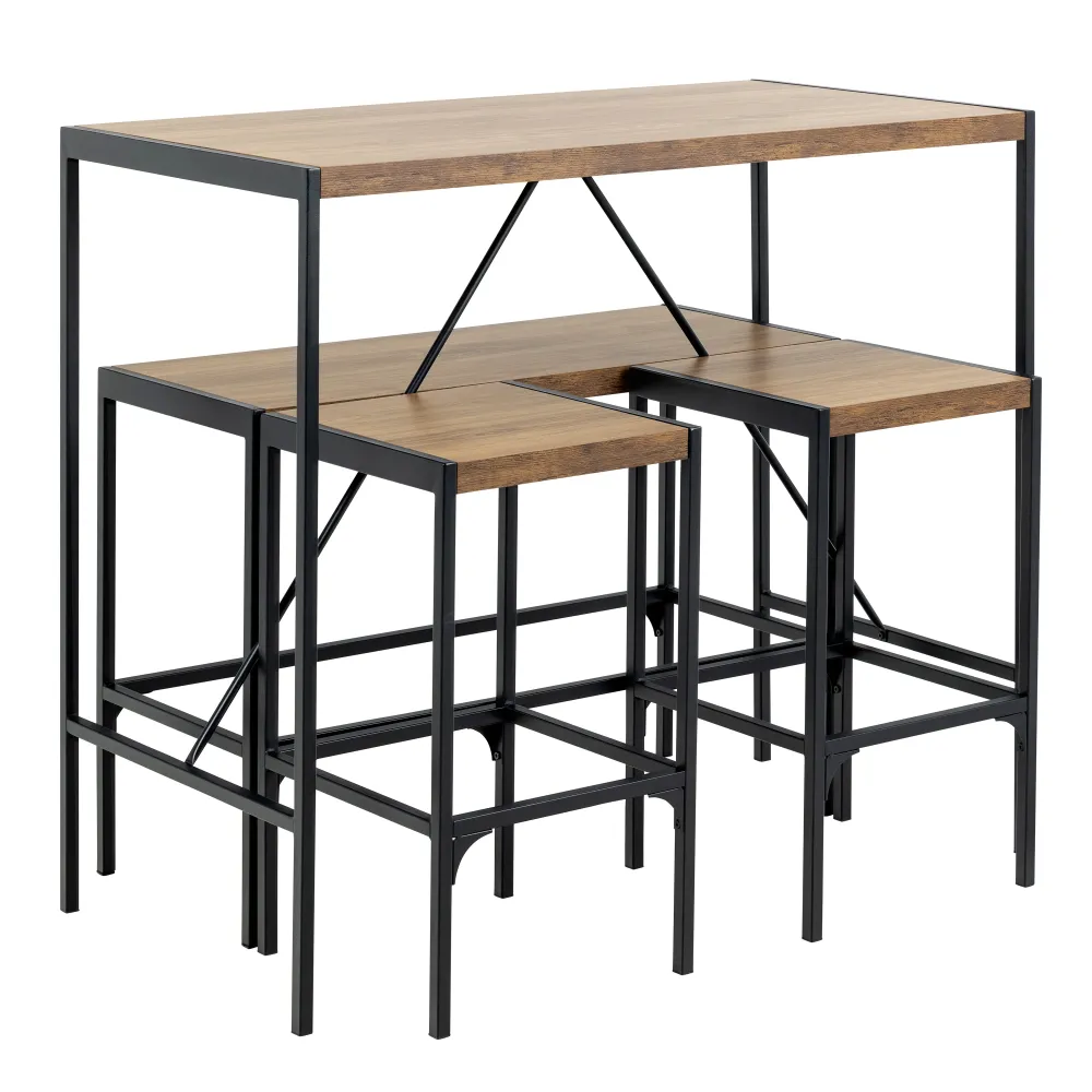 Bahamas Bar Table Set – Black & Oak