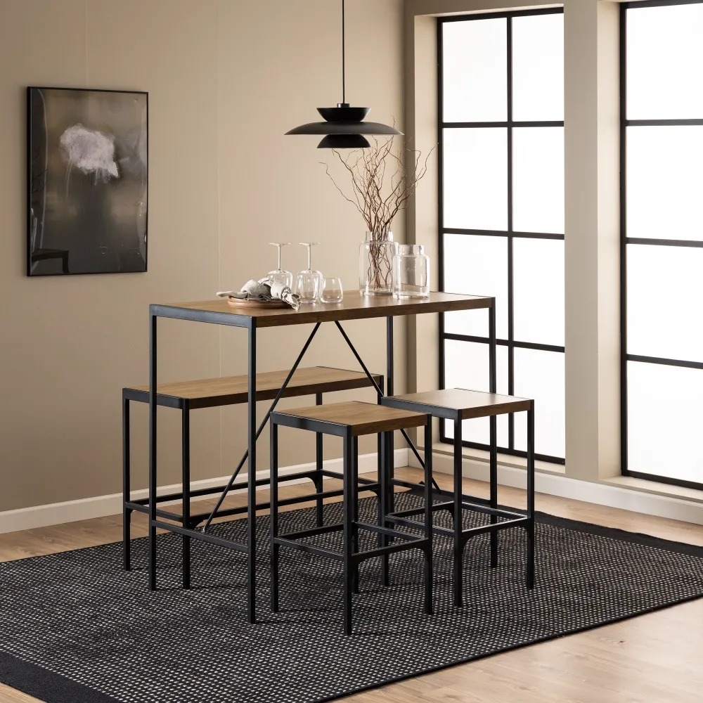 Bahamas Bar Table Set – Black & Oak