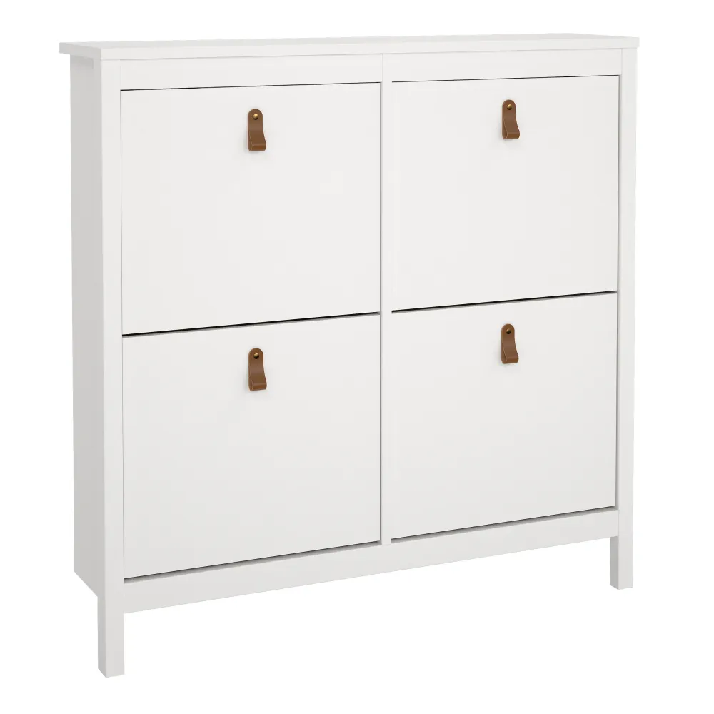 Barcelona Shoe Cabinet 4 Flip-Down Doors – White