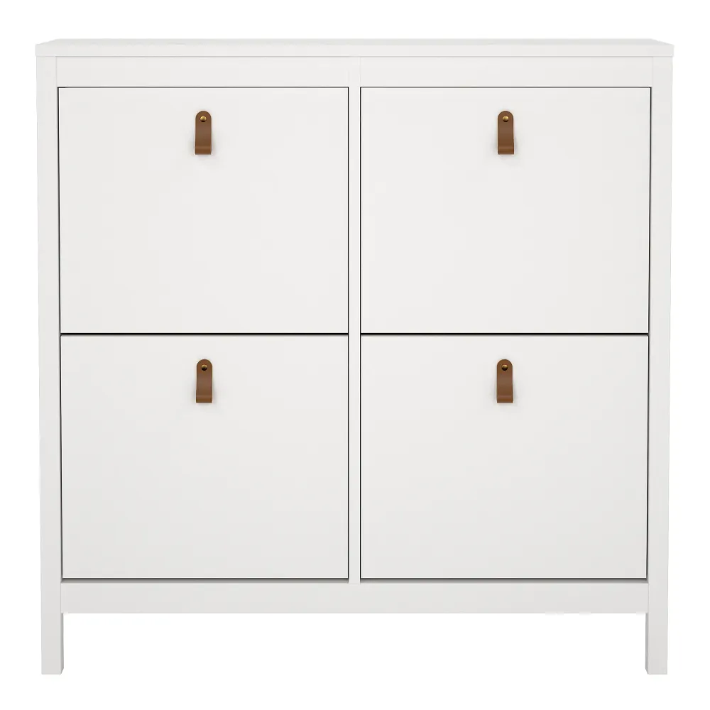 Barcelona Shoe Cabinet 4 Flip-Down Doors – White