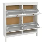Barcelona Shoe Cabinet 4 Flip-Down Doors – White