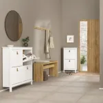 Barcelona Shoe Cabinet 4 Flip-Down Doors – White