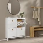 Barcelona Shoe Cabinet 4 Flip-Down Doors – White