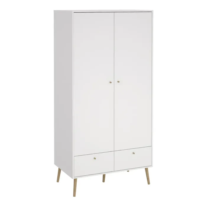 Cumbria Wardrobe with 2-Door + 2-Drawer White