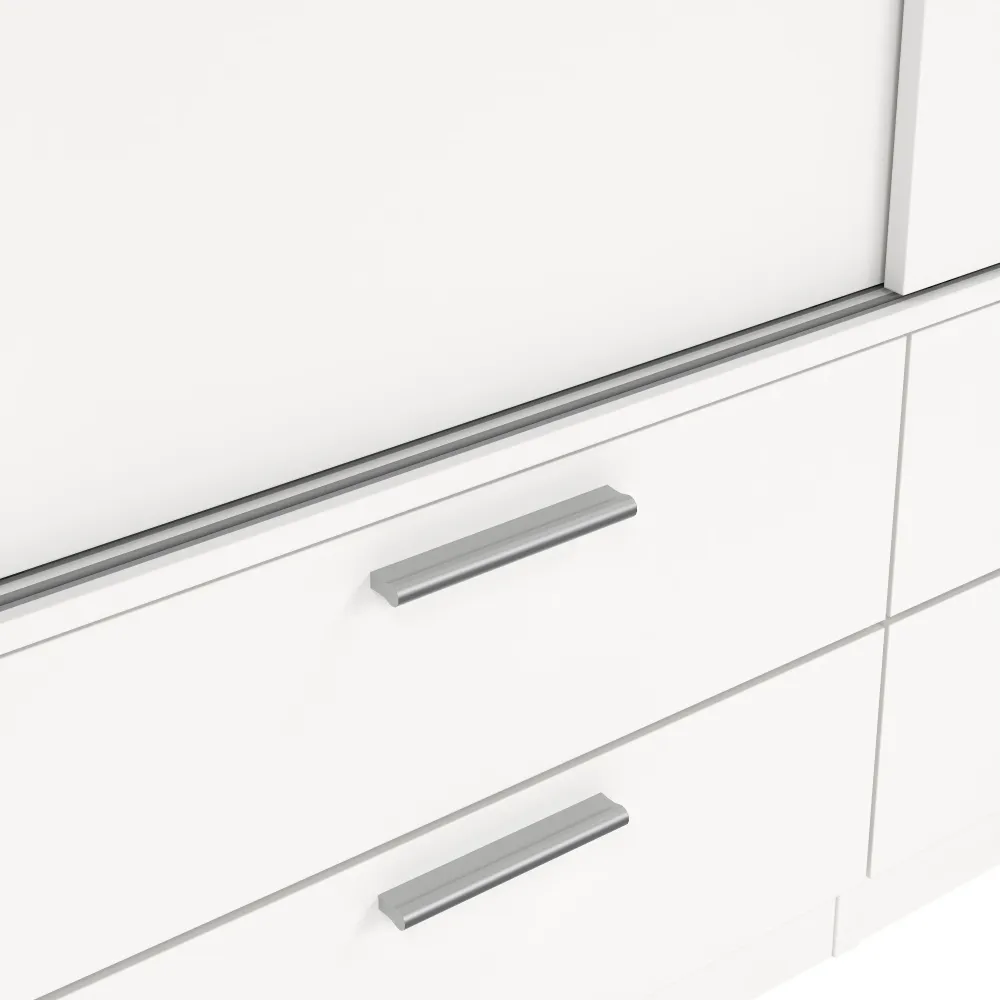 Line Wardrobe with 2 Sliding Doors and 4-Drawer, White