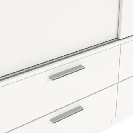Line Wardrobe with 2 Sliding Doors and 4-Drawer, White