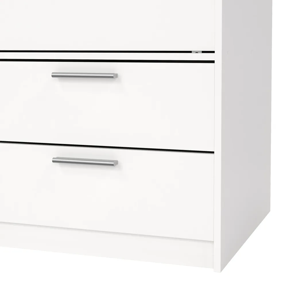 Line Wardrobe with 2 Sliding Doors and 4-Drawer, White