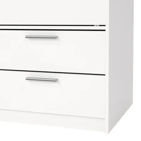 Line Wardrobe with 2 Sliding Doors and 4-Drawer, White