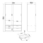 Line Wardrobe with 2 Sliding Doors and 4-Drawer, White