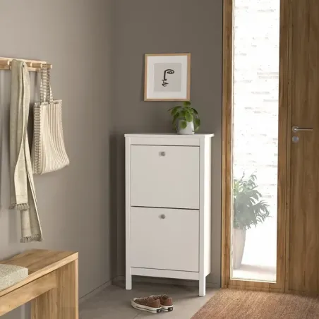 Madrid Shoe Cabinet 2 Flip-Down Doors White
