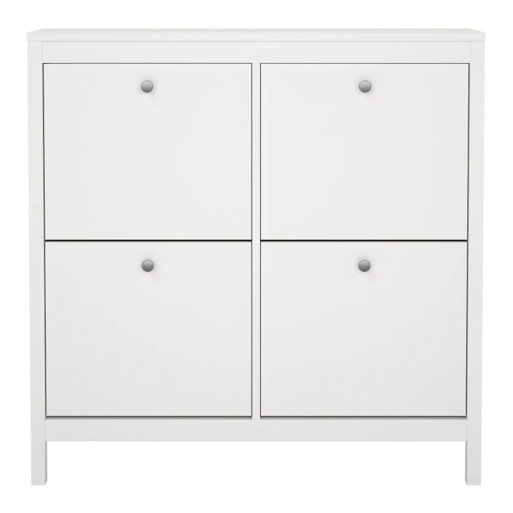 Madrid Shoe Cabinet 4 Flip-Down Doors – White