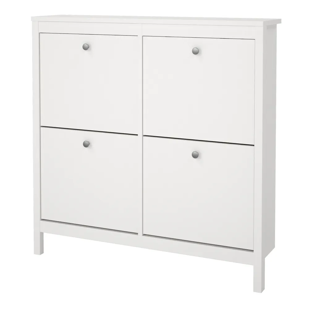 Madrid Shoe Cabinet 4 Flip-Down Doors – White