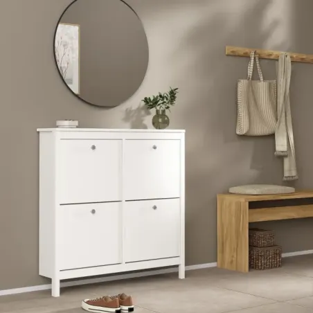 Madrid Shoe Cabinet 4 Flip-Down Doors – White