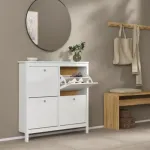 Madrid Shoe Cabinet 4 Flip-Down Doors – White