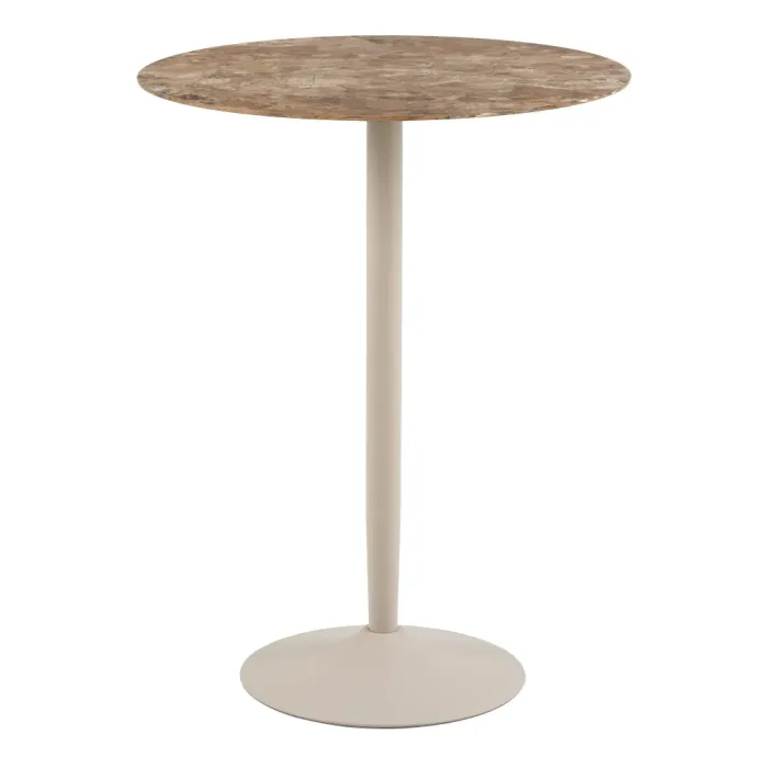 Malta Round Bar Table – Brown Ceramic with Grey