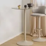 Malta Round Bar Table – Brown Ceramic with Grey