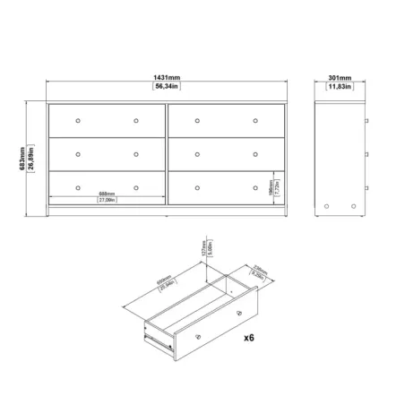 May 6-Drawer Chest (3+3) – Jackson Hickory Oak