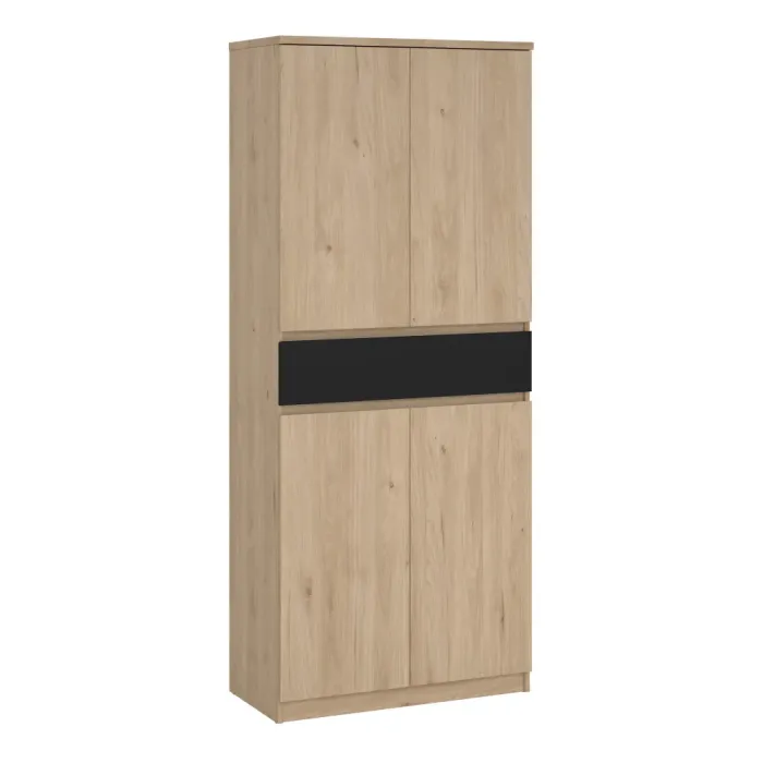 Naia Shoe Cabinet with 4-Door, 1-Drawer – Jackson Hickory Oak & Black