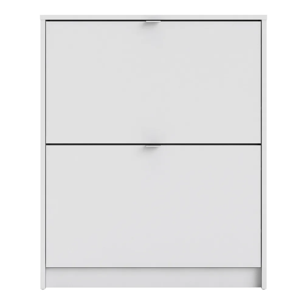 Shoes Shoe Cabinet 2 Flip-Down Doors and 1 Layer – White