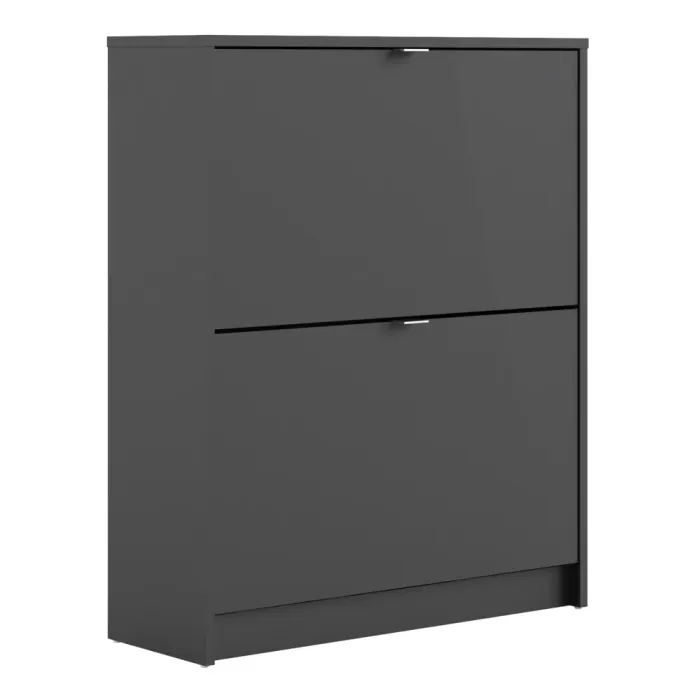 Shoes Shoe Cabinet 2 Flip-Down Doors and 2 Layers – Matt Black