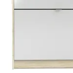 Shoes Shoe Cabinet 4 Flip-Down Doors and 2 Layers 1 Mirror Door Oak Structure