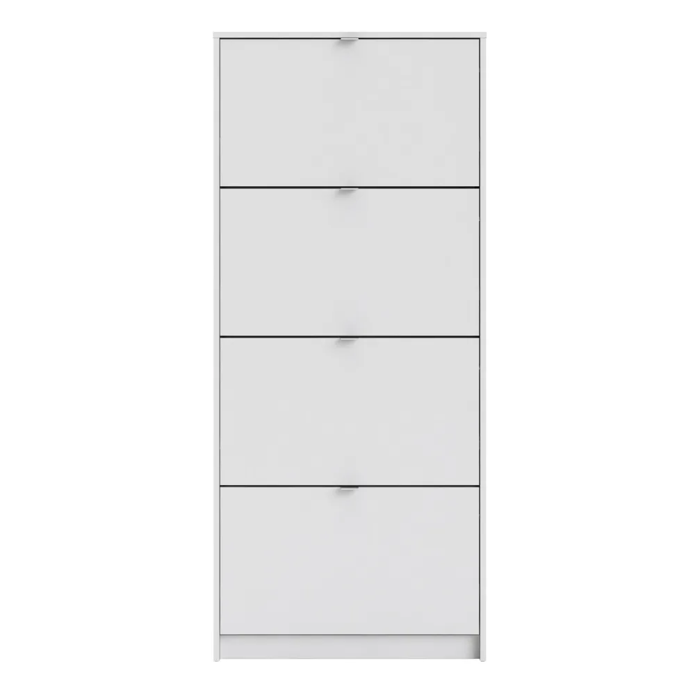 Shoes Shoe Cabinet 4 Flip-Down Doors and 2 Layers – White