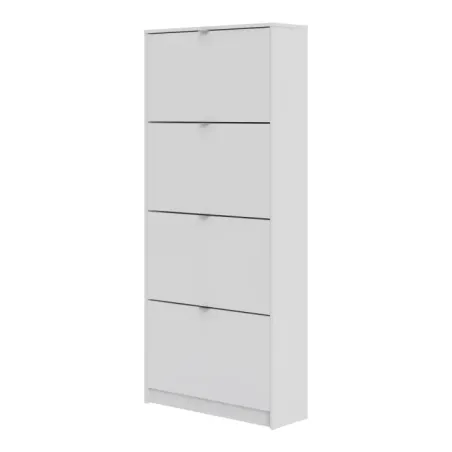 Shoes Shoe Cabinet 4 Flip-Down Doors and 2 Layers – White