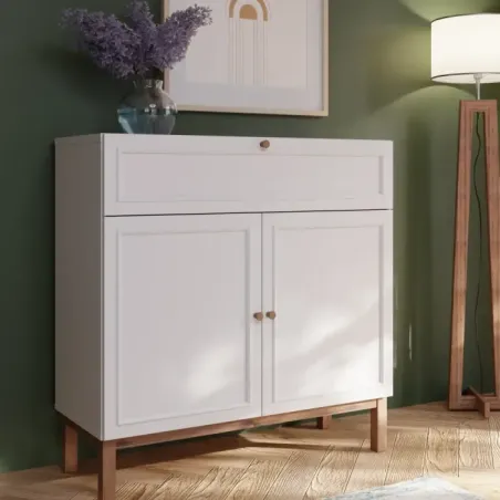 Sideboard Wensley 2-Door, 1-Drawer Console – Light Grey & Oak