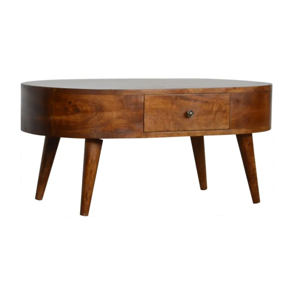 Rounded Chestnut Mango Wood Coffee Table
