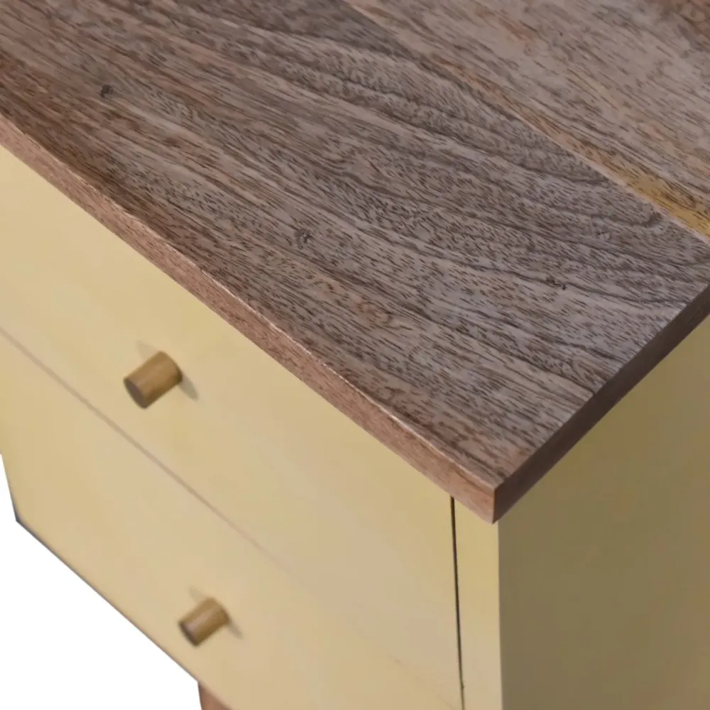 Yellow Hand-Painted Mango Wood Bedside Table