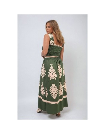 Emerald Sky Sleeveless Elegant Print Maxi Dress