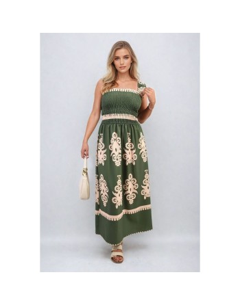 Emerald Sky Sleeveless Elegant Print Maxi Dress