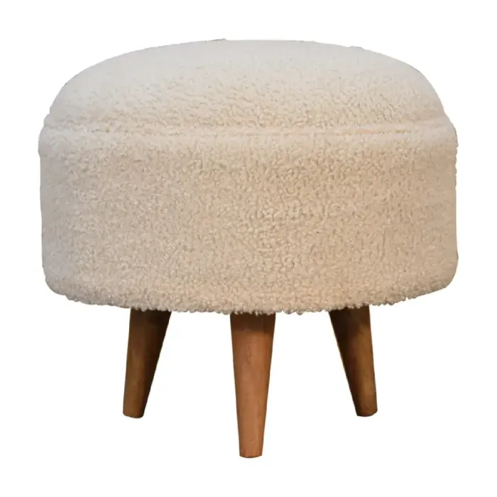 Cream Boucle Footstool