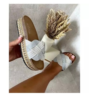 St Ives Braided Strap Platform Sandals - Silver
