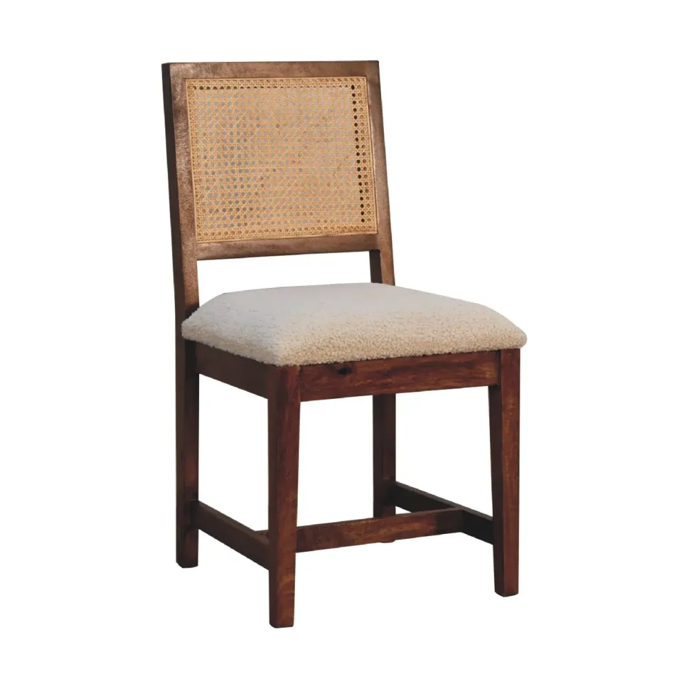 Cream Bouclé Rattan Chair