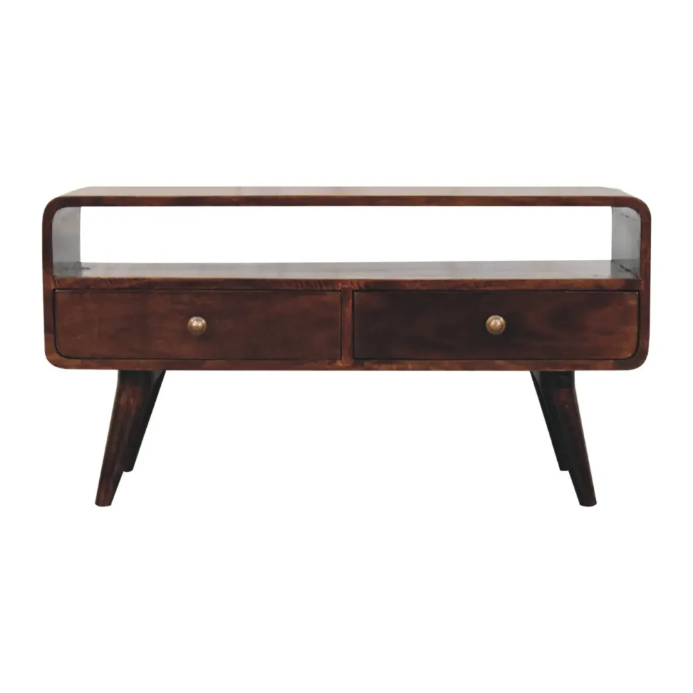 Curved Walnut TV Unit