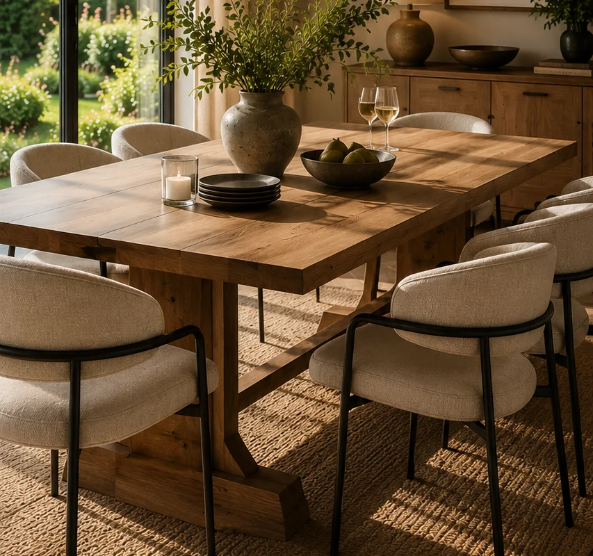 A warm MODA Britain dining interior